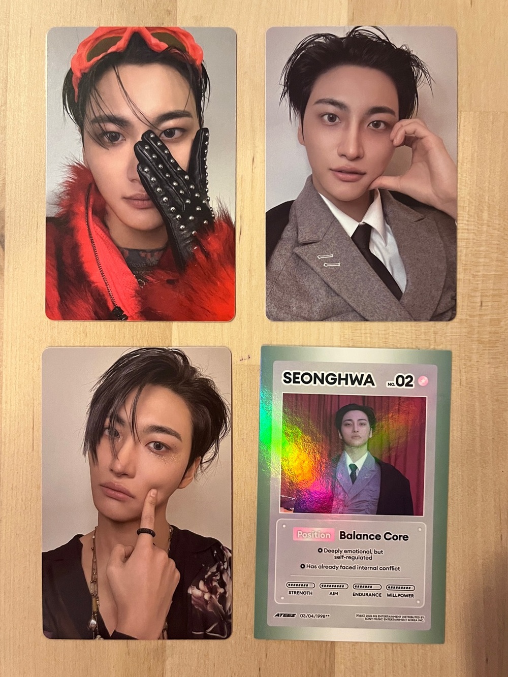 Set of four OFFICIAL Seonghwa of Ateez Photocards (set #2)